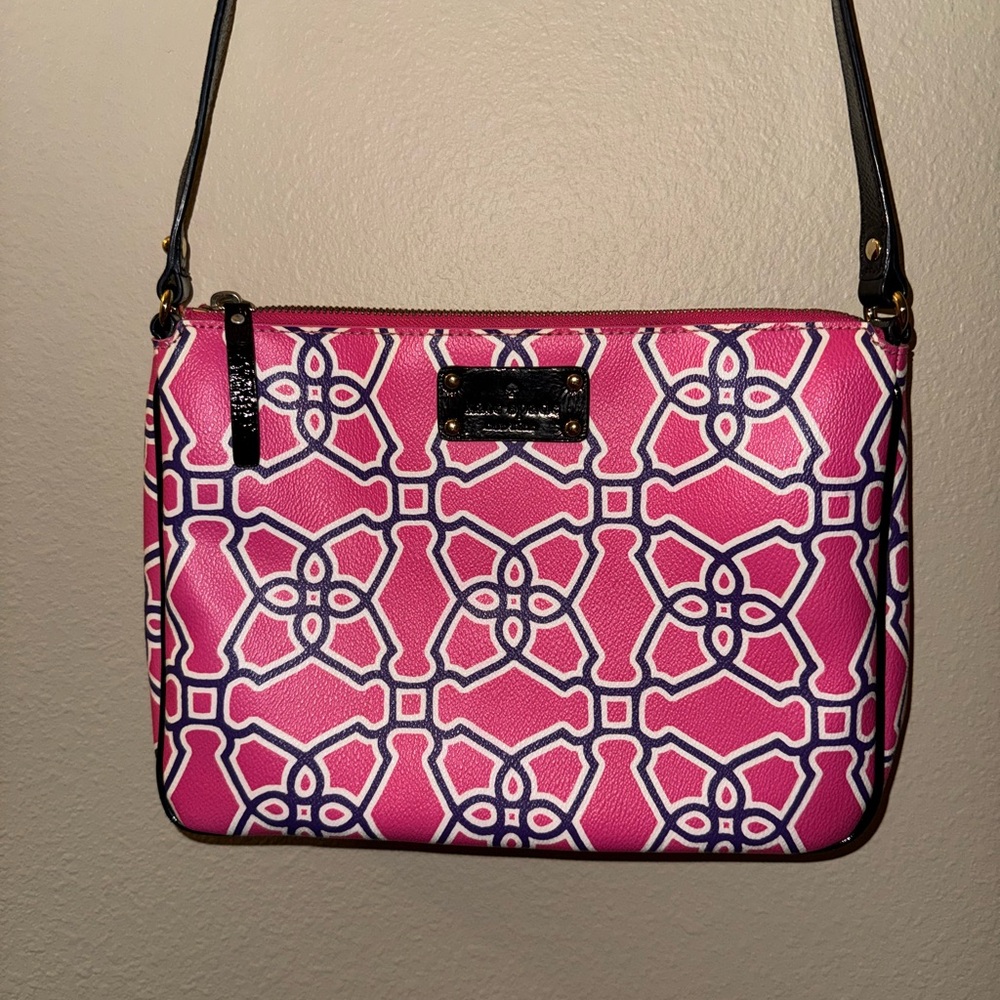 Kate Spade Pink and Black Geometric Crossbody Bag, Like New Condition